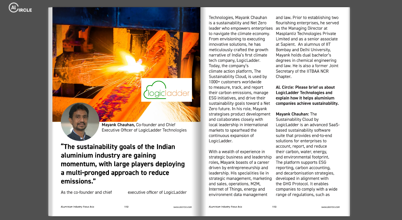 LogicLadder Technology co-founder and CEO, Mayank Chauhan discusses the Indian Aluminium sector's sustainability roadmap.