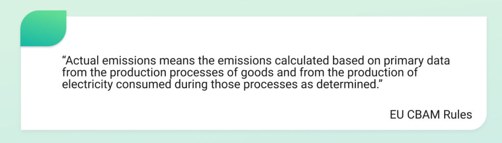 CBAM reporting with actual emissions